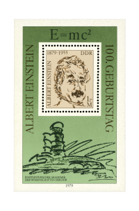 Briefmarke der DDR zu Ehren Albert Einsteins mit einer von Mendelsohns Skizzen zum Einsteinturm