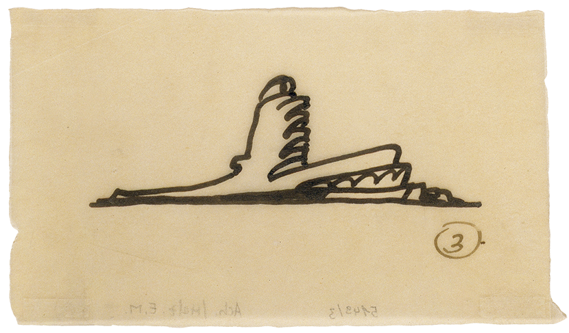 Entwurfsskizze Mendelsohns für den Einsteinturm aus dem Jahr 1920
